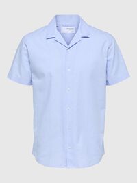 LIN MÉLANGÉ CHEMISE À MANCHES COURTES, Cashmere Blue, highres