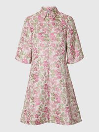FLORAL JACQUARD MINI DRESS, Snow White, highres