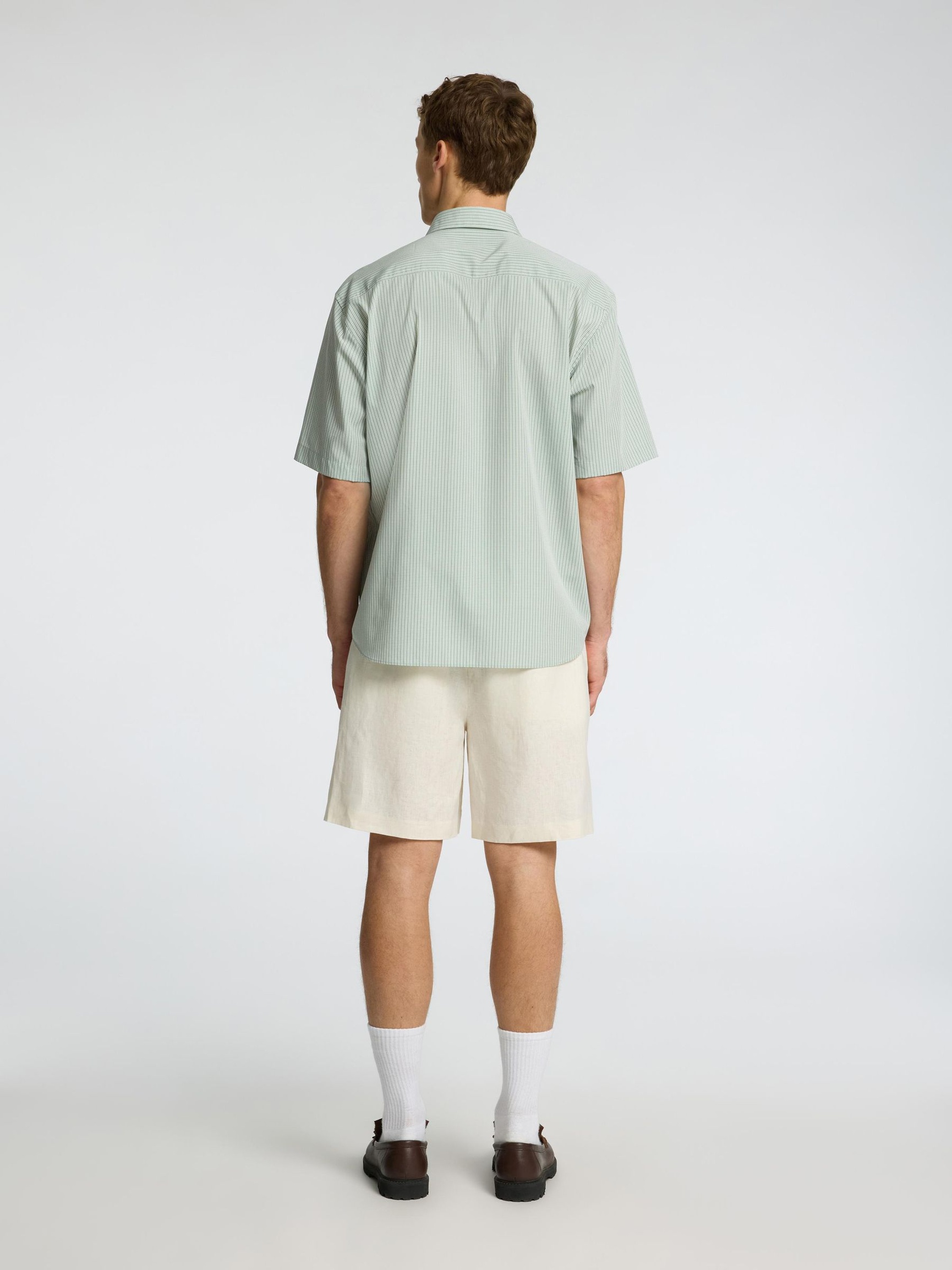 STRIBET KORTÆRMET SKJORTE, Iceberg Green, highres
