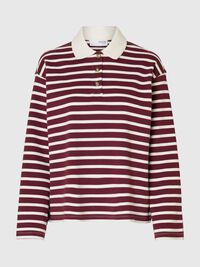 STRIPED  LONG-SLEEVED POLO, Zinfandel, highres