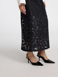 BLOEMENPRINT MAXI ROK, Black, highres
