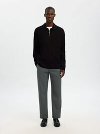 HALF-ZIP PULLOVER, Black, highres