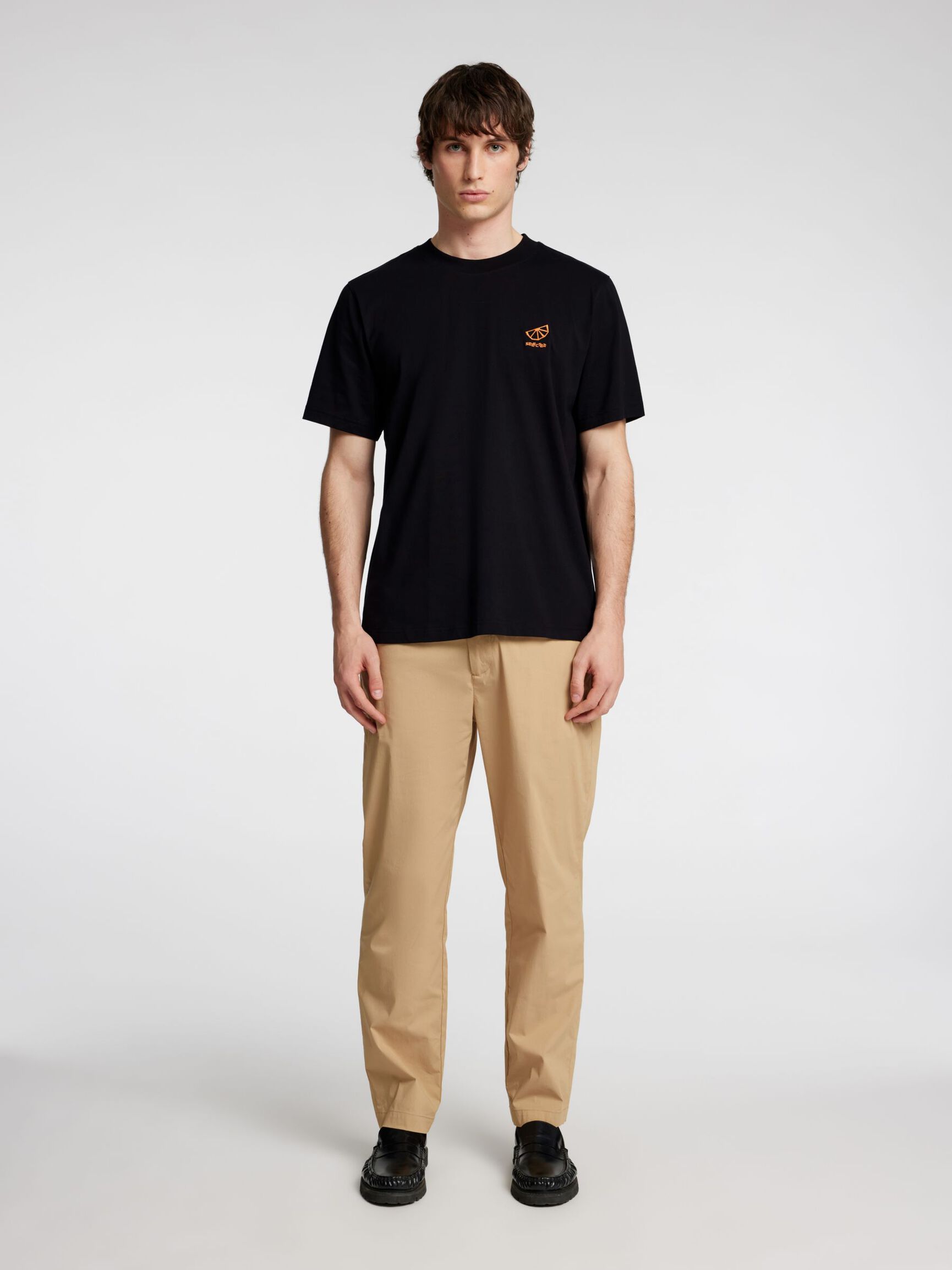 BESTICKTES T-SHIRT, Black, highres