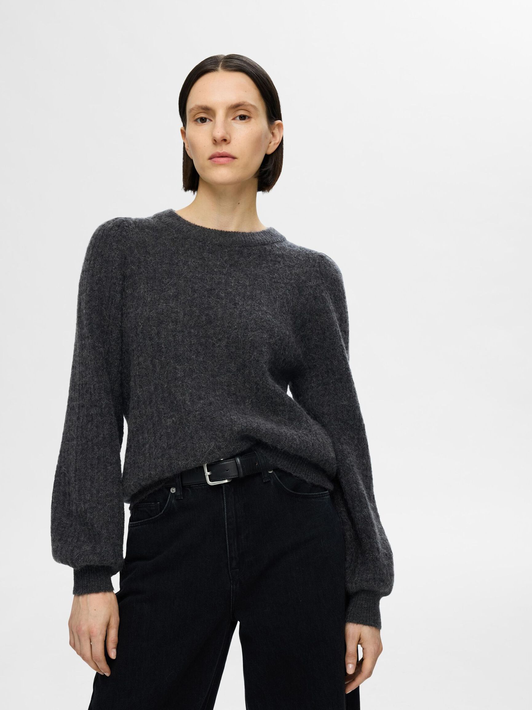 WOOL BLEND KNITTED JUMPER, Volcanic Ash, highres