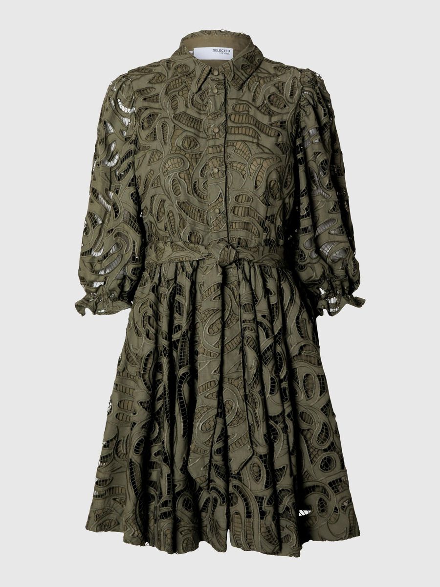 Selected BRODERIE ANGLAISE MINI DRESS, Olivine, highres - 16094024_Olivine_001.jpg