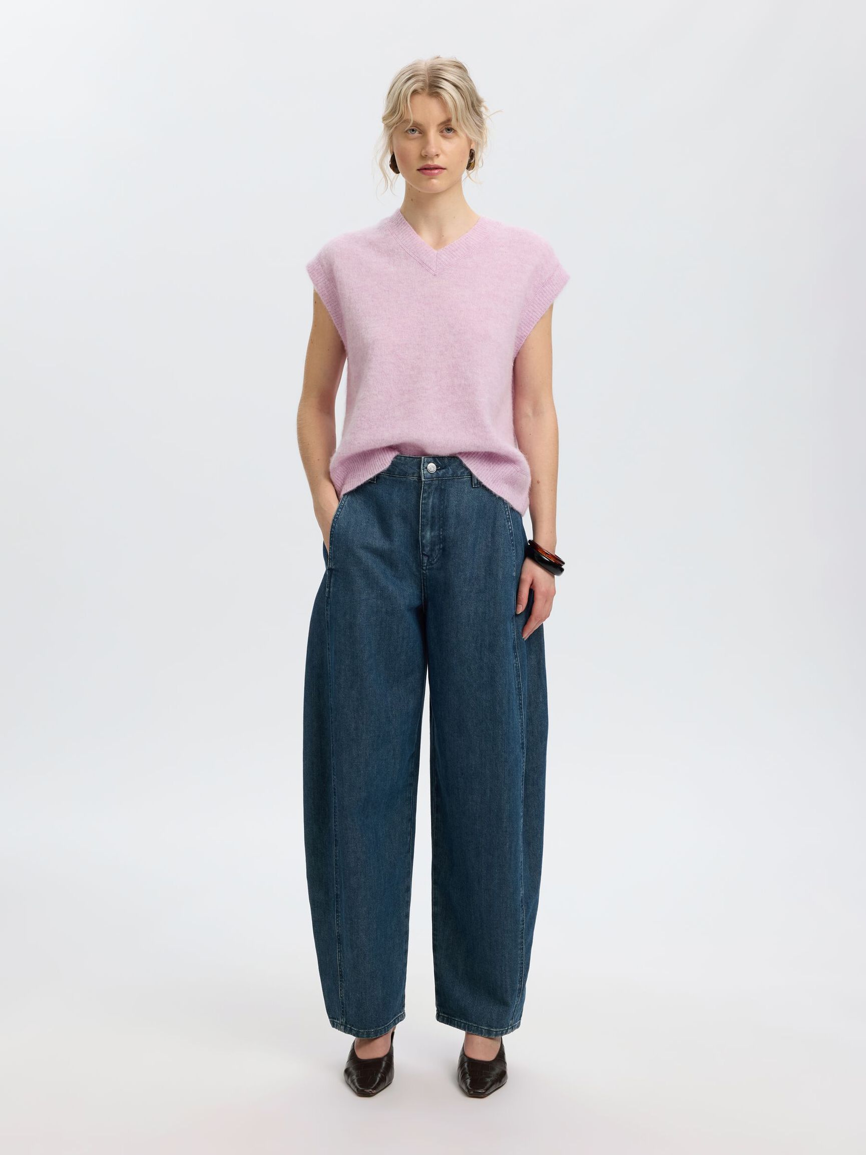 WOOL BLEND KNITTED VEST, Winsome Orchid, highres