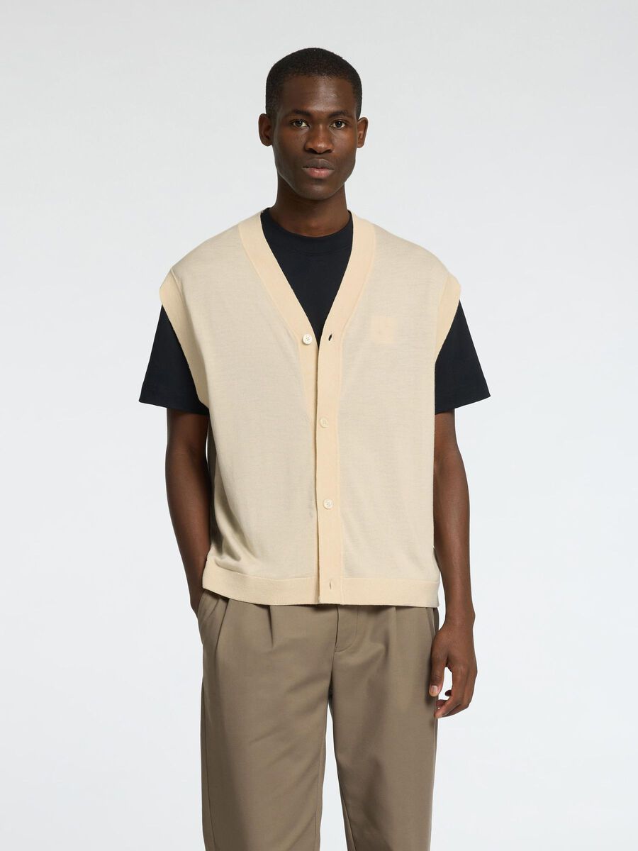 Selected 100% MERINOWOL GEBREID GILET, Angora, highres - 16097815_Angora_003.jpg