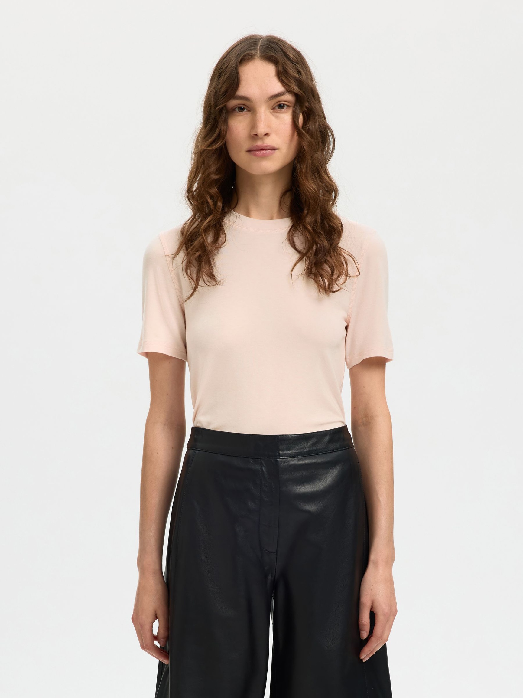 SLIM FIT TOP MED KORTE ÆRMER, Pale Dogwood, highres