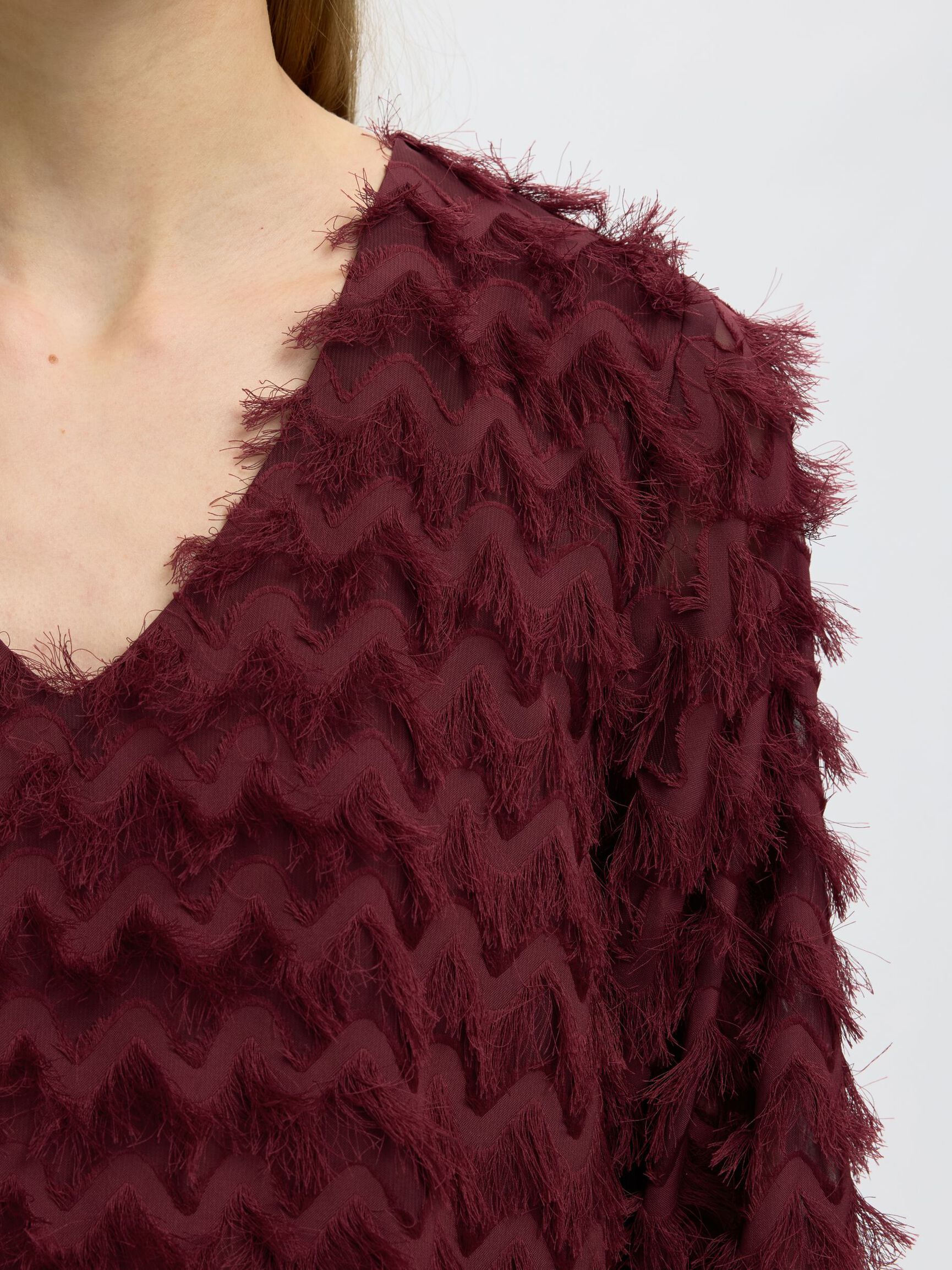 FRINGE MINI DRESS, Tawny Port, highres