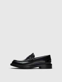 LEATHER  PENNY LOAFERS, Black, highres
