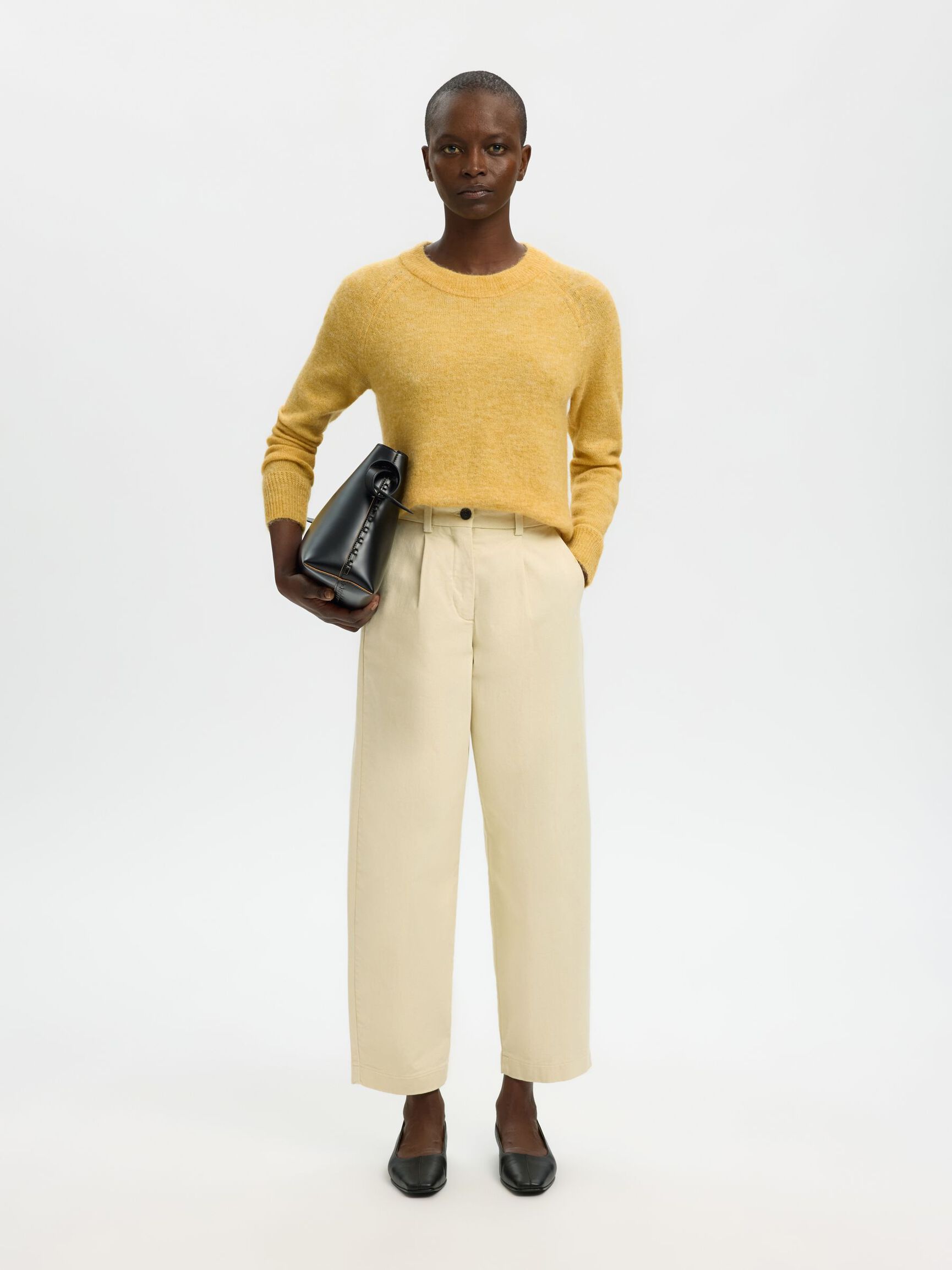 WOOL BLEND JUMPER, Ochre, highres