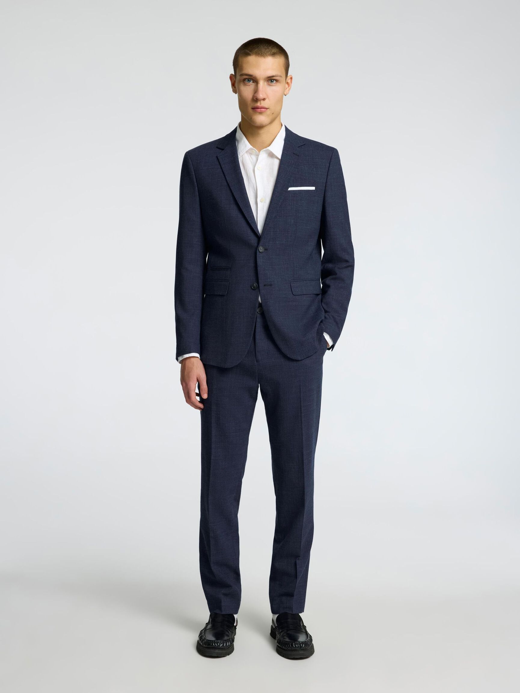 SLIM FIT SINGLE-BREASTED BLAZER, Dark Navy, highres
