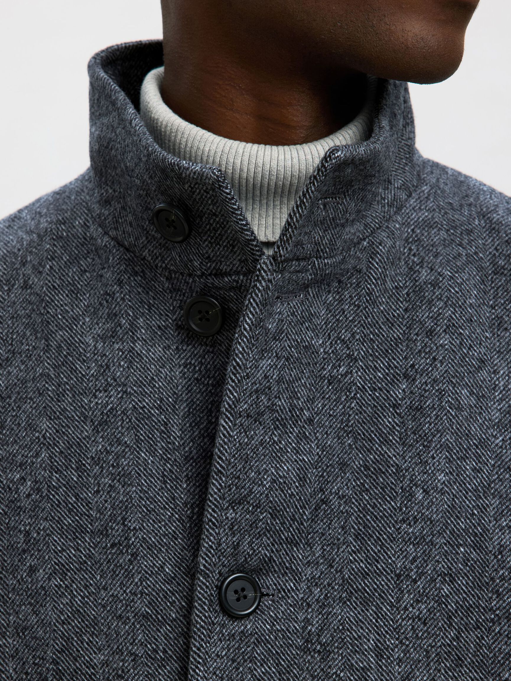 WOOL BLEND JACKET, Black, highres