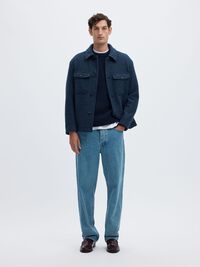 WAFFLE KNIT JUMPER, Navy Blazer, highres