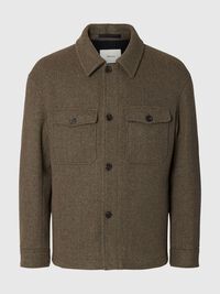WOOL BLEND SHACKET, Chocolate Torte, highres
