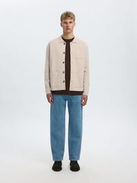 RELAXED FIT KNITTED CARDIGAN, Oatmeal, highres