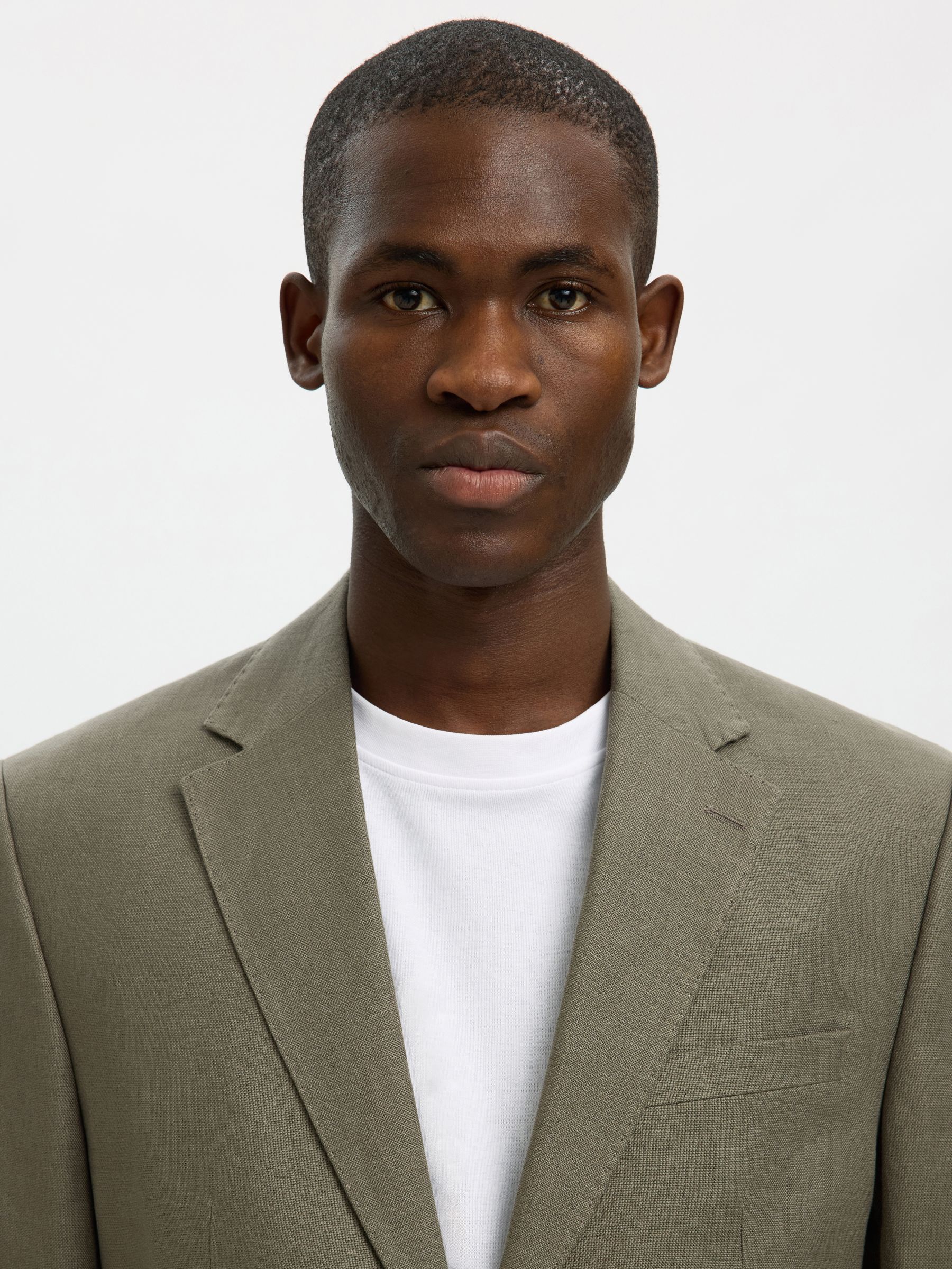 REGULAR FIT LINEN BLAZER, Olive Green, highres