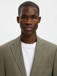 REGULAR FIT LINEN BLAZER, Olive Green, highres