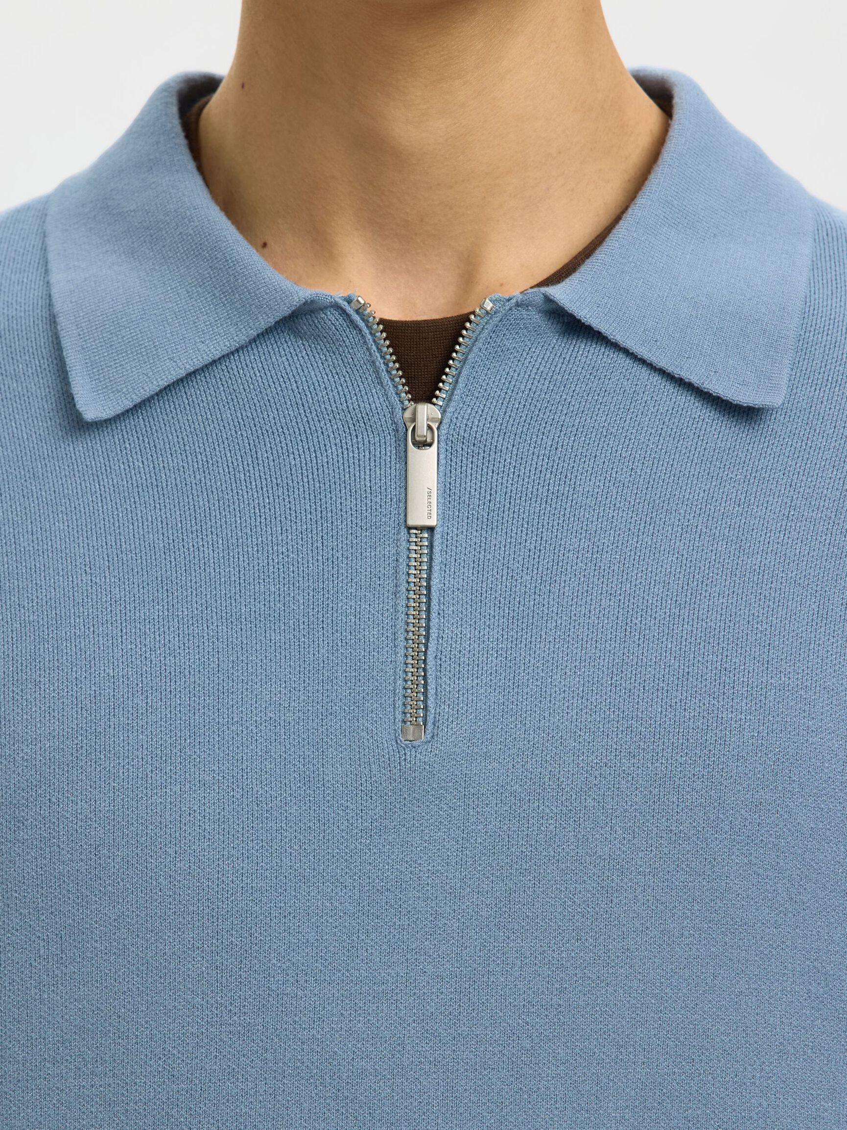 HALF-ZIP PULLOVER, Dusty Blue, highres