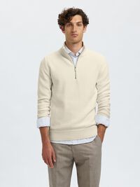 HALF-ZIP PULLOVER, Egret, highres