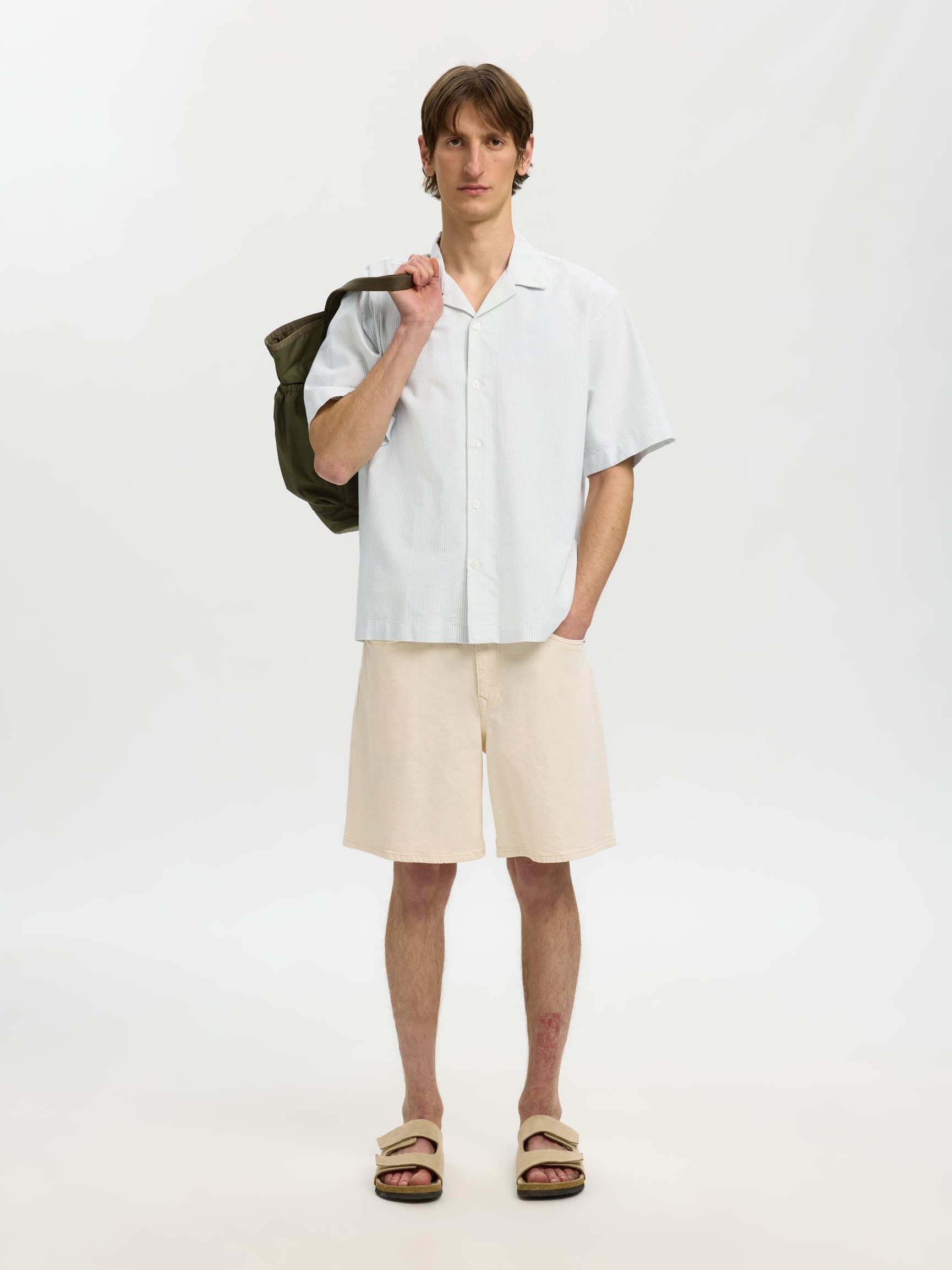 SHORT SLEEVED SHIRT, Aqua Gray, highres