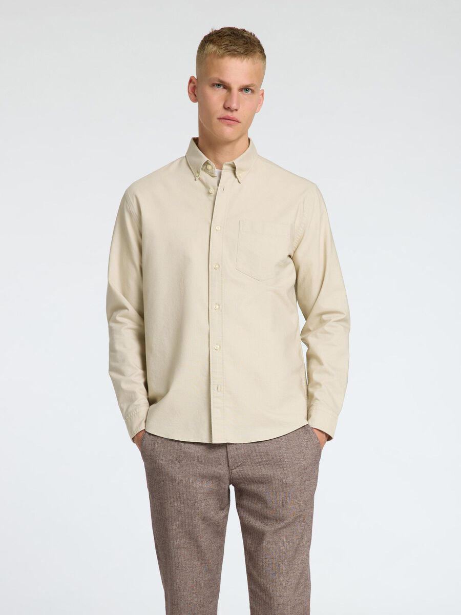 Selected OXFORD SHIRT, Oatmeal, highres - 16077359_Oatmeal_003.jpg