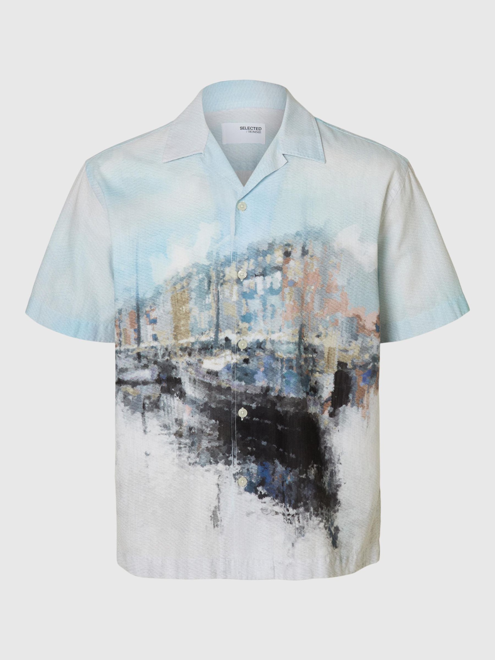 PRINTED SHORT SLEEVED SHIRT, Cashmere Blue, highres
