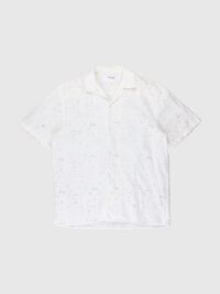 BRODERIE ANGLAISE KORTÆRMET SKJORTE, Bright White, highres