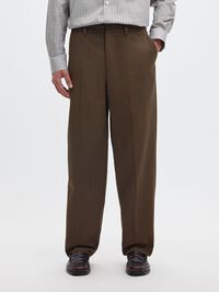 WOOL BLEND LOOSE-FIT TROUSERS, Turkish Coffee, highres