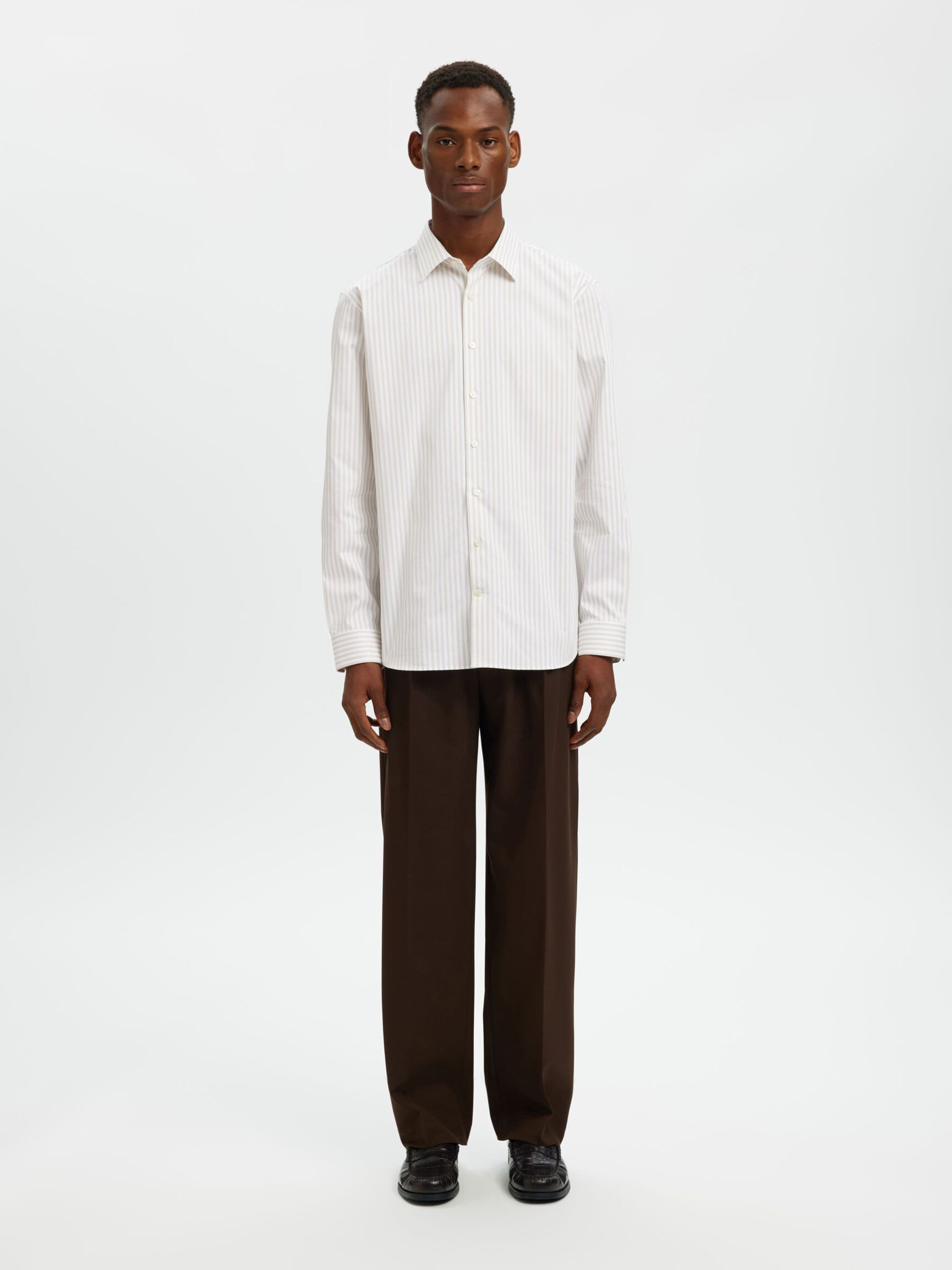 SLIM FIT SKJORTE, Sand, highres