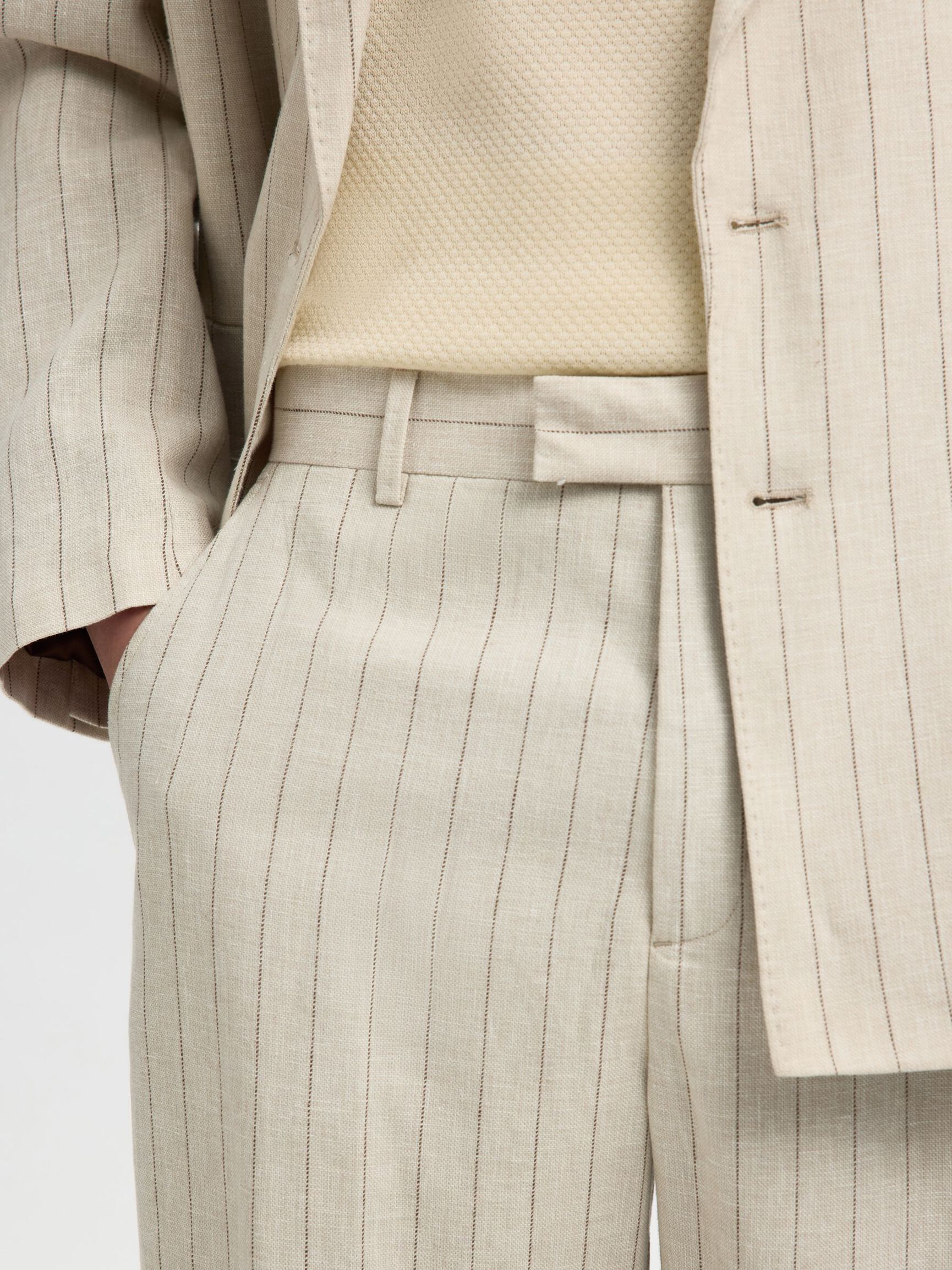 RELAXED FIT SUIT TROUSERS, Oatmeal, highres