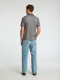 ZIPPER POLO SHIRT, Medium Grey Melange, highres