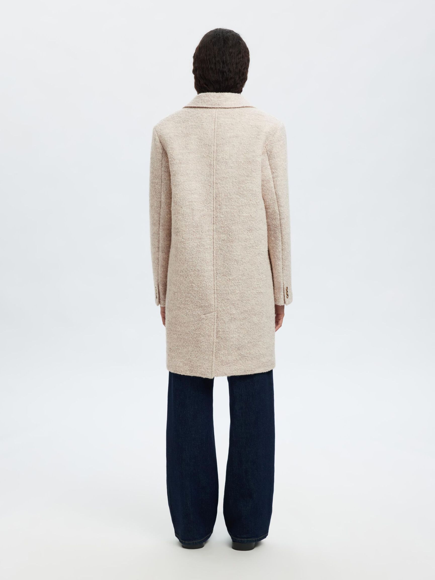 WOLLMIX BOUCLÉ LANGER MANTEL, Sandshell, highres