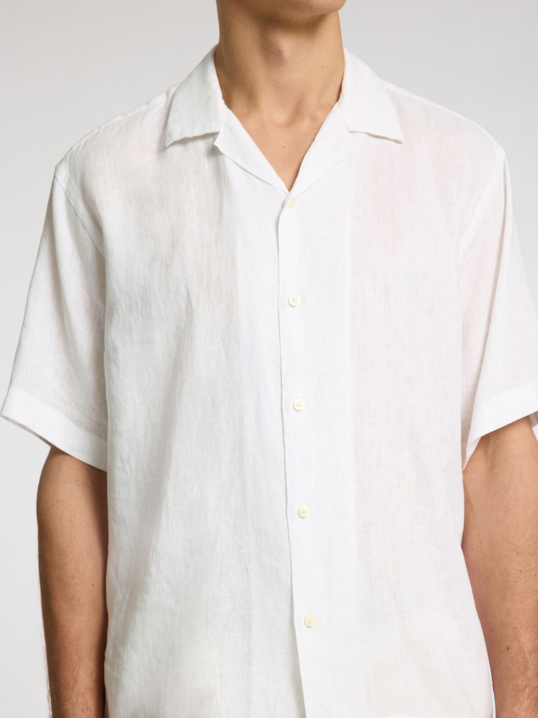 100% LINEN SHORT SLEEVED SHIRT, White, highres