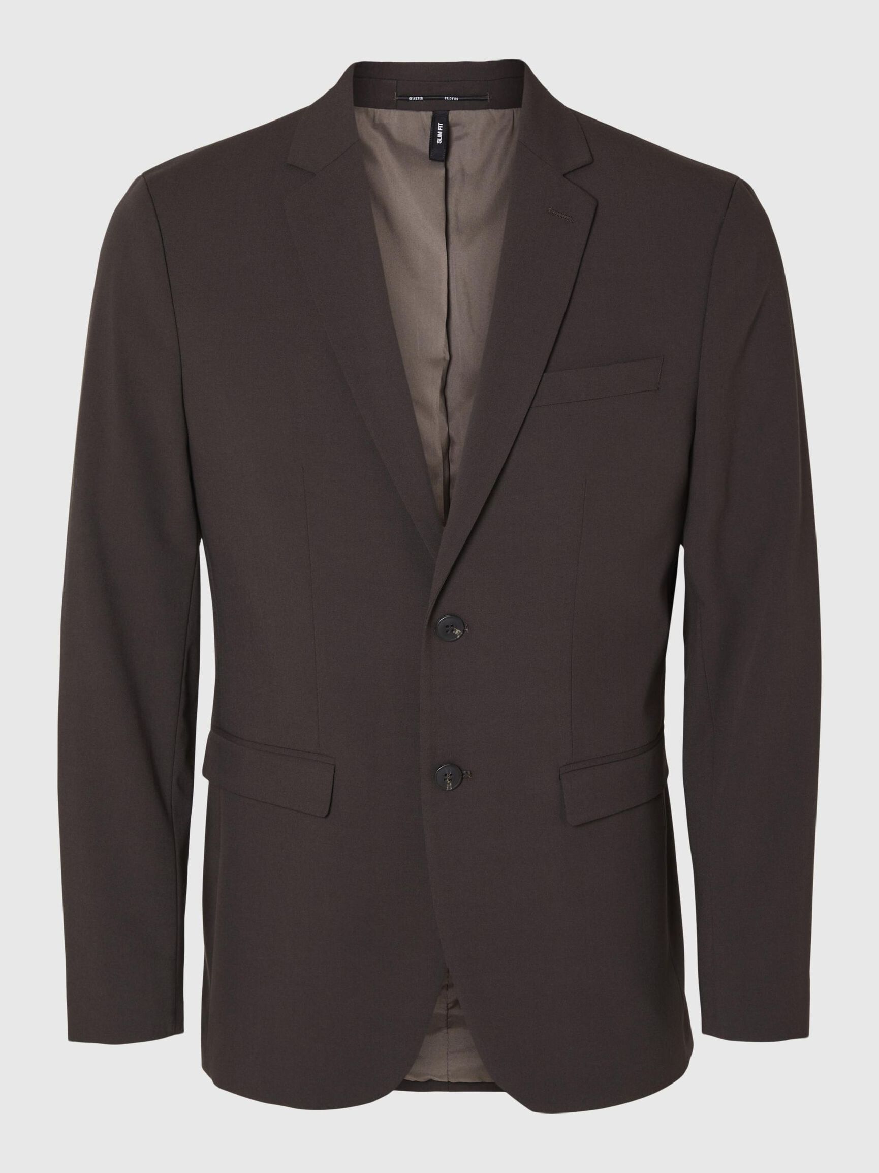 COUPE SLIM EN VISCOSE MÉLANGÉE BLAZER, Chocolate Torte, highres