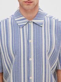 STRIPED SHORT SLEEVED SHIRT, Nautical Blue, highres