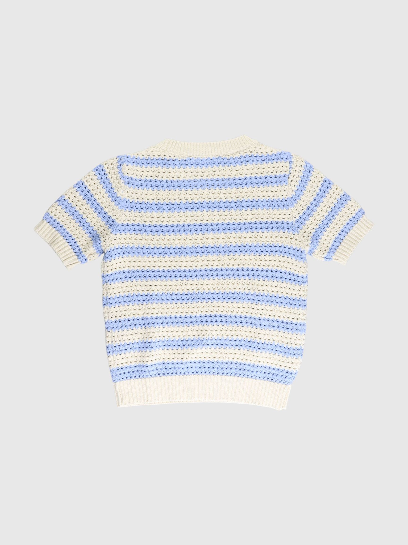 STRIPED CROCHET TOP, Birch, highres