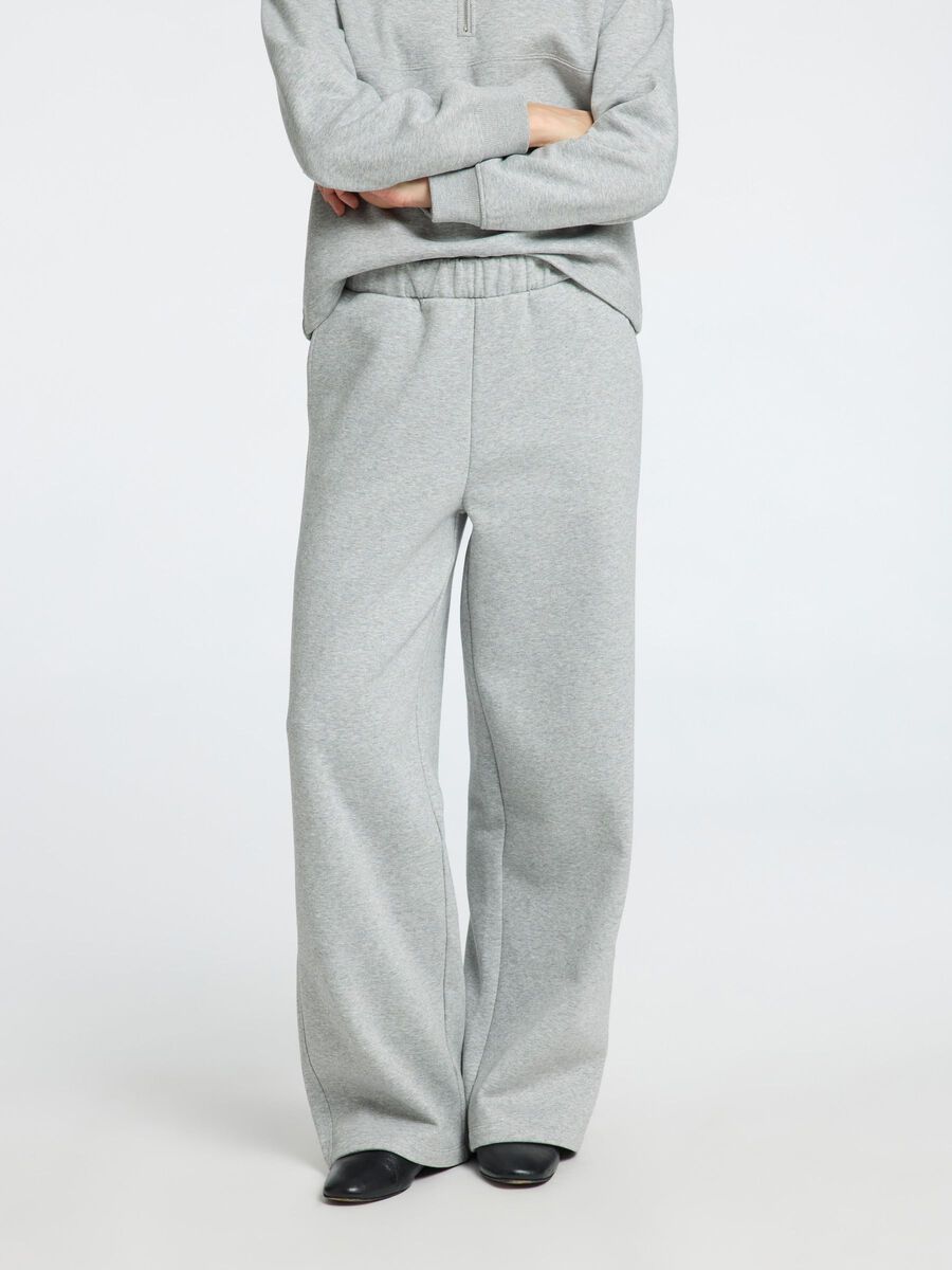 Selected WIDE LEG SWEATPANTS, Light Grey Melange, highres - 16095793_LightGreyMelange_003.jpg
