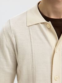 100% MERINO WOOL CARDIGAN, Silver Birch, highres