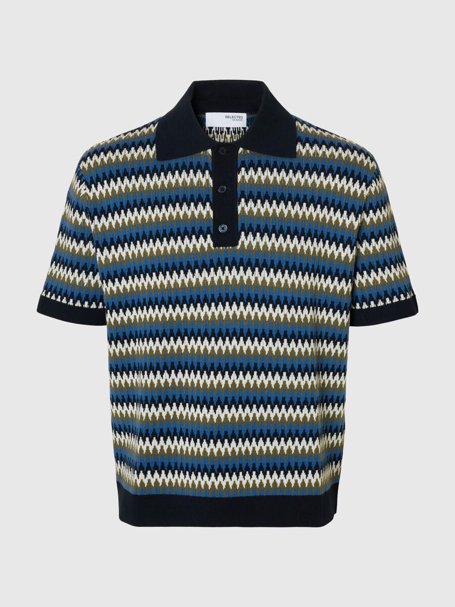 Selected SHORT SLEEVED KNITTED POLO SHIRT, Sky Captain, highres - 16100181_SkyCaptain_1238654_001.jpg