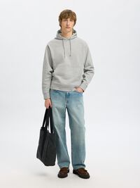 100% BOMULD HOODIE, Light Grey Melange, highres