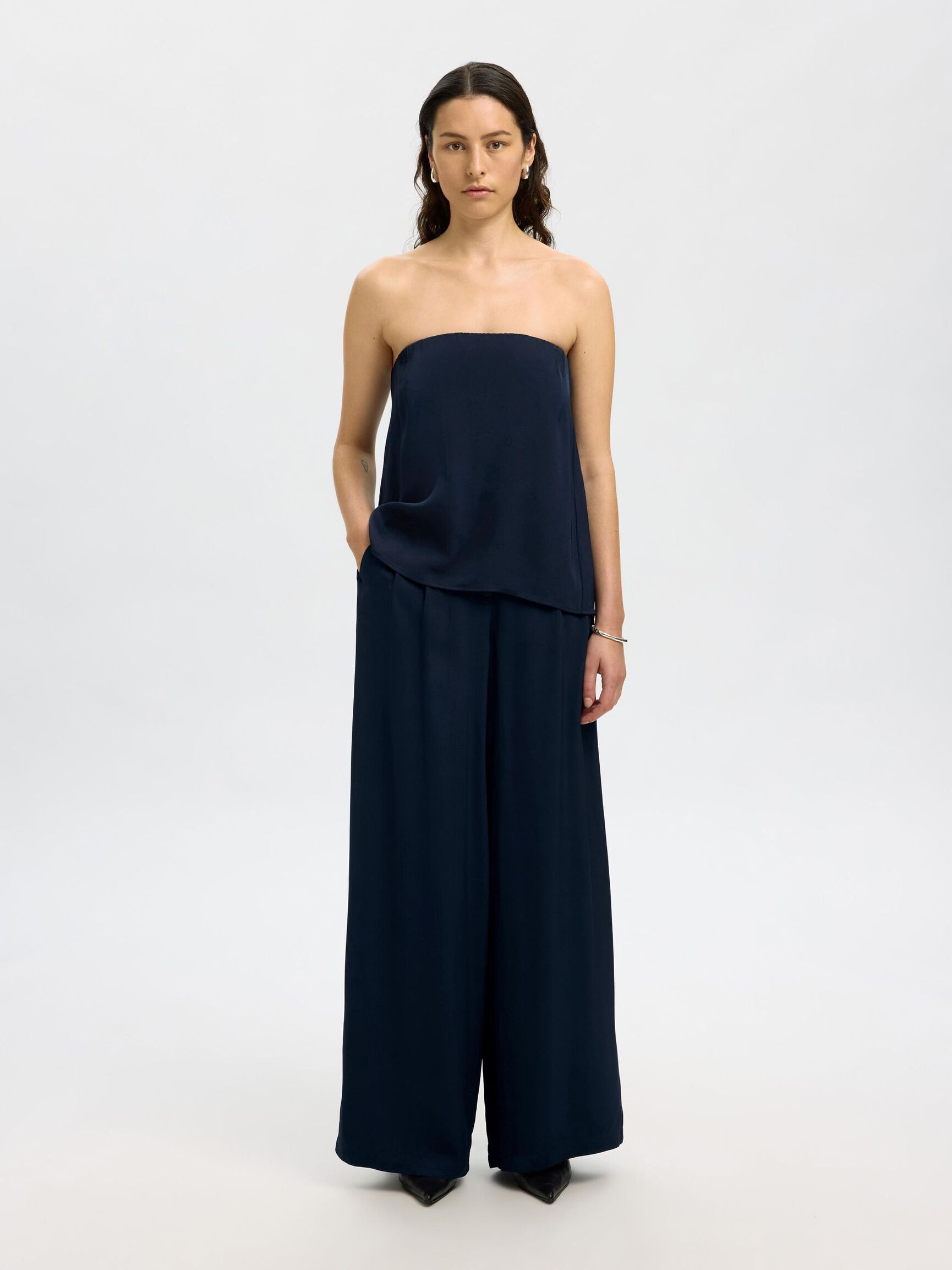 VISCOSE WIDE-LEG TROUSERS, Dark Sapphire, highres