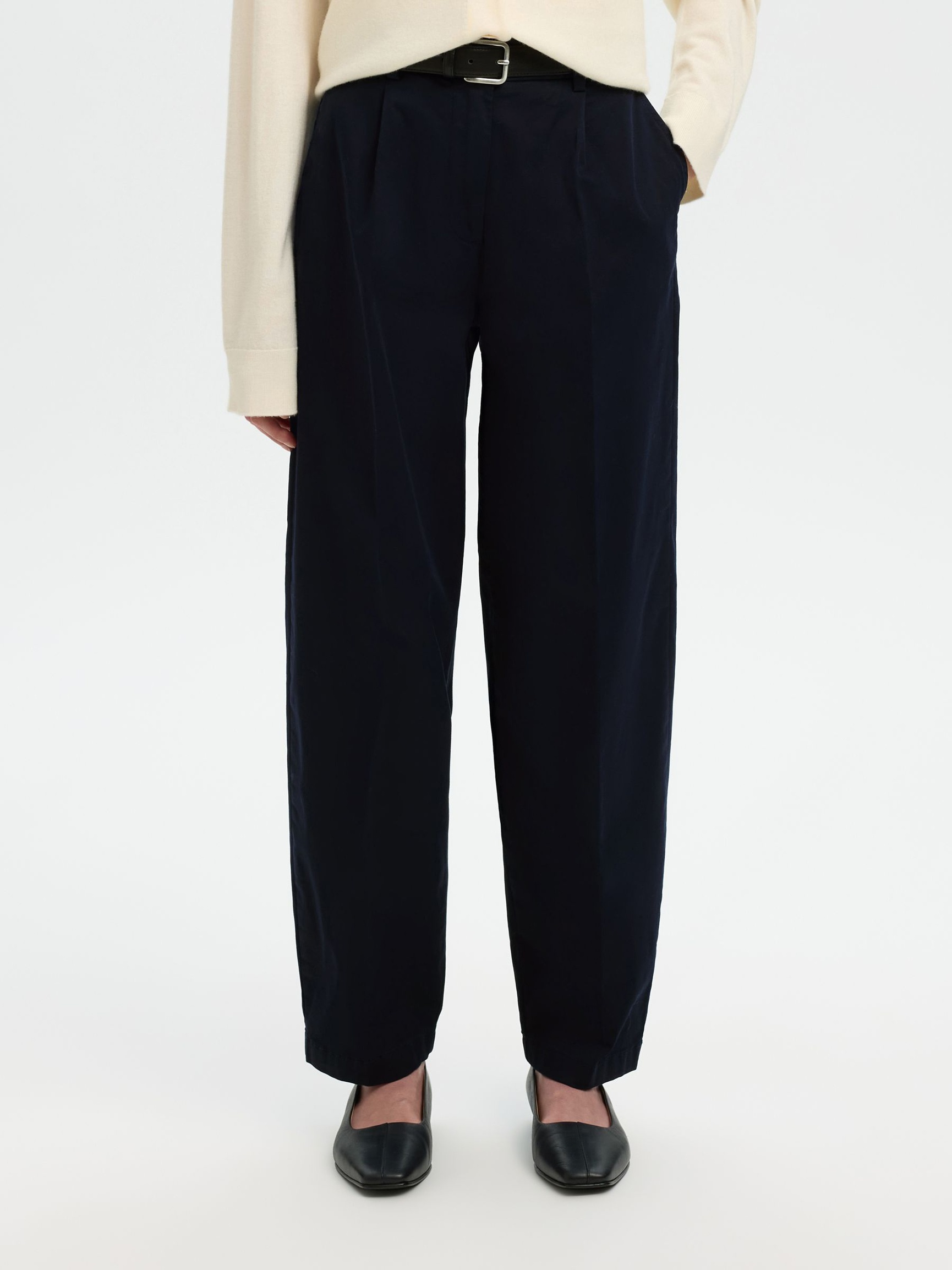 BAUMWOLLMIX BARREL FIT HOSEN, Dark Sapphire, highres