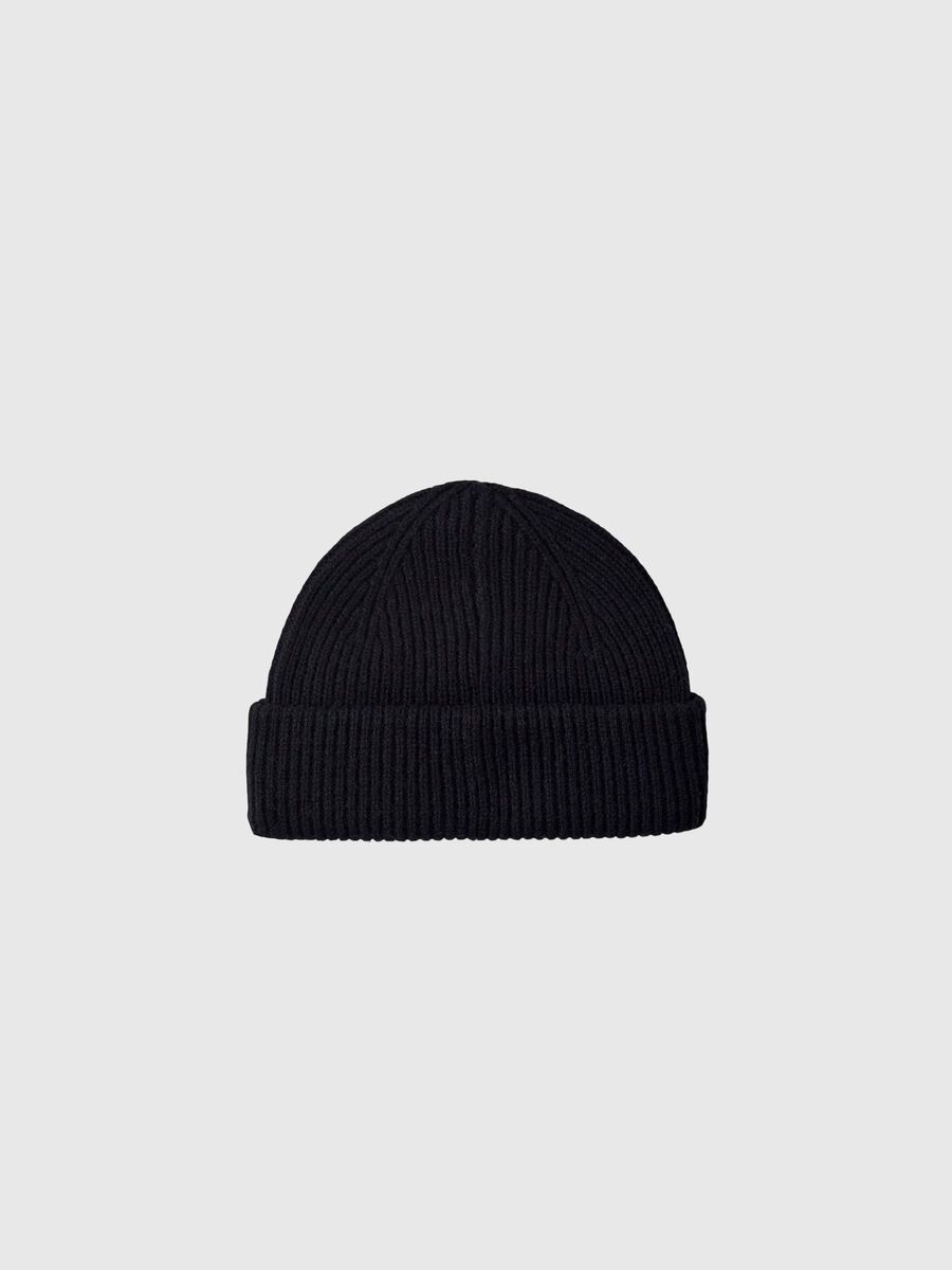 Selected 100% MERINO WOOL BEANIE, Black, highres - 16094982_Black_001.jpg