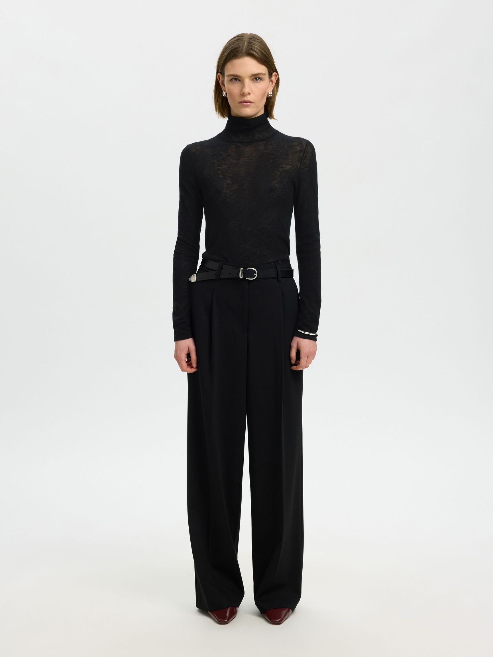 MERINO WOOL TURTLENECK, Black, highres