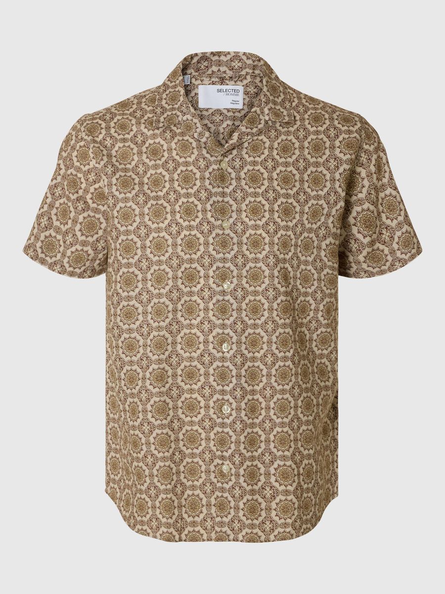 Selected MEZCLA DE LINO CAMISA DE MANGA CORTA, Oatmeal, highres - 16092978_Oatmeal_1176967_001.jpg