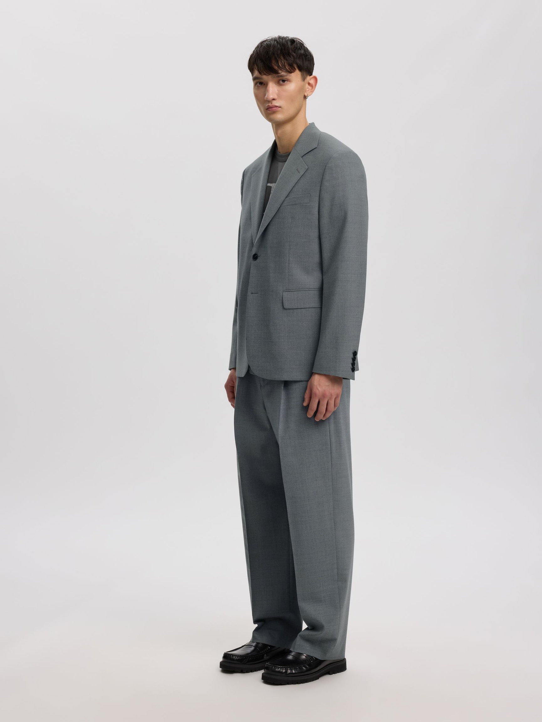 LAINE MÉLANGÉE PANTALON AMPLE, Light Grey Melange, highres