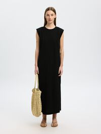 ÄRMELLOSES BAUMWOLL MAXIKLEID, Black, highres