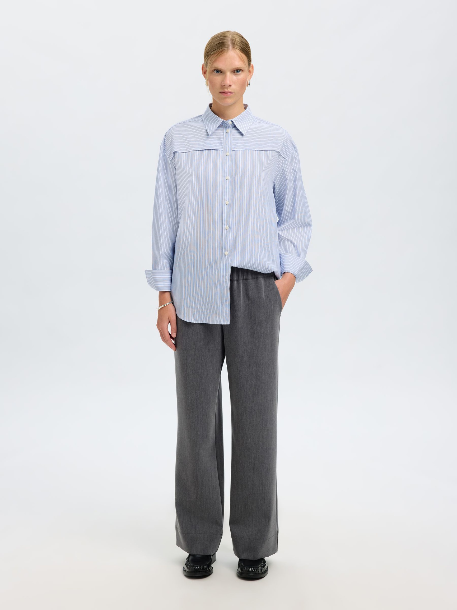 CAMICIA A MANICHE LUNGHE, Cashmere Blue, highres