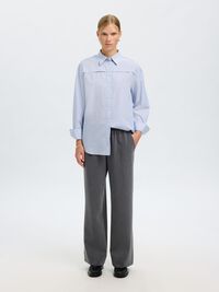 OVERSIZED COTTON  LONG SLEEVED SHIRT, Cashmere Blue, highres